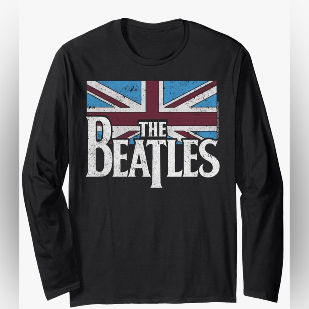 The Beatles Graphic Long Sleeve British Flag Logo T-Shirt Size Large
